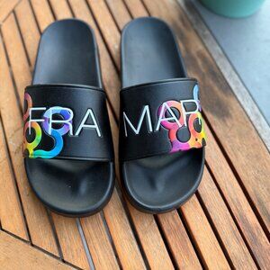 Black Framar Logo Slides Sandals